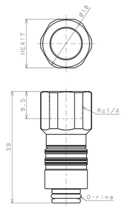 Bản vẽ kỹ thuật Thân Đầu Ngạnh Nối Ống Dẫn Điều Khiển Nhiệt Độ Khuôn Đúc Dạng Thẳng Ren Trong Pisco AKC08-02FP