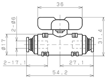Bản vẽ kỹ thuật Van Bi Khí Nén Inox 304 Pisco BVU20-0606SUS