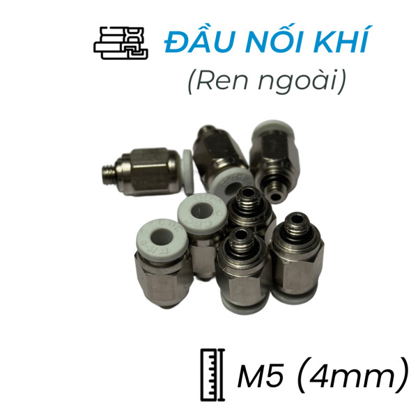 Đầu Nối Nhanh Khí Nén Ø4mm - Ren Ngoài M5 CDC MPC 04M5N-W (Màu Trắng)