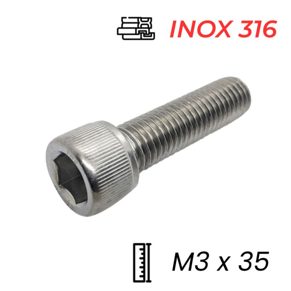 Lục Giác Chìm Đầu Trụ Inox 316 DIN912 M3x35