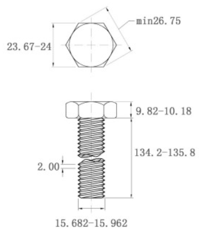 Bản vẽ kỹ thuật Bulong Inox 304 DIN933 M16x135
