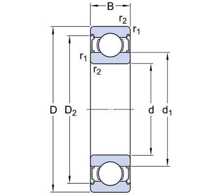 Bản vẽ kỹ thuật Vòng Bi Cầu Rãnh Sâu SKF 6207-2Z/AEM3/C3