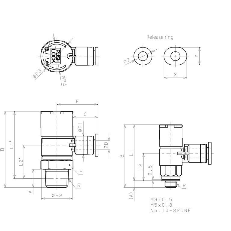 Bản vẽ kỹ thuật Van Tiết Lưu Khí Nén Loại Khóa Đẩy Có Hiển Thị Chỉ Số Pisco JSGC1/2-N4BW