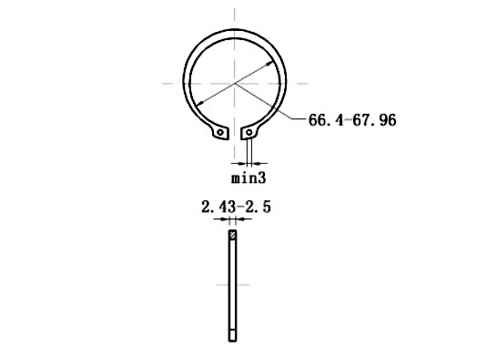 Bản vẽ kỹ thuật Phe Gài Trục Inox 420 DIN471 D72x2.5
