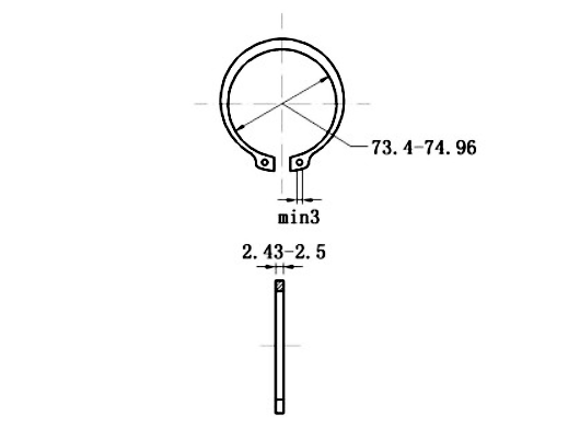 Bản vẽ kỹ thuật Phe Gài Trục Thép 65Mn DIN471 D80x2.5