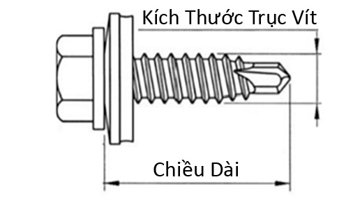 Bản vẽ kỹ thuật Vít Tôn Đầu Lục Giác Inox 410 M4.8x38 (#10-16)
