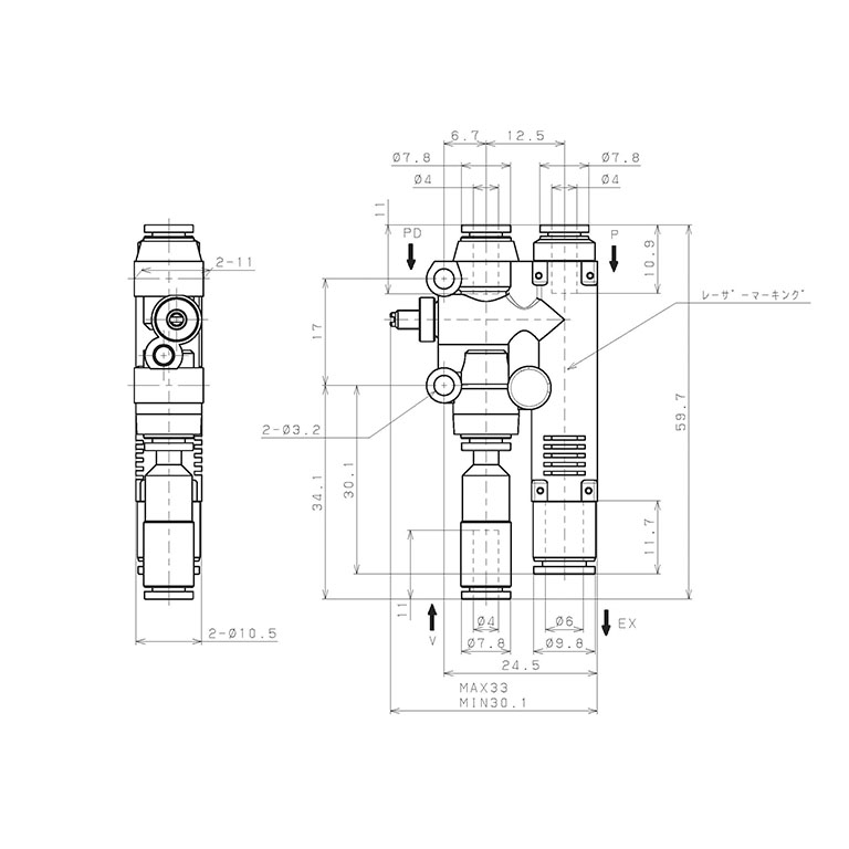 Bản vẽ kỹ thuật Bộ Tạo Chân Không Dòng VY Pisco VYL07-444JF