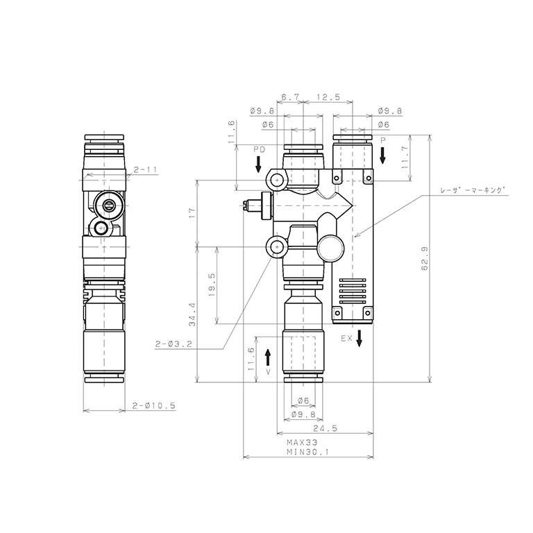 Bản vẽ kỹ thuật Bộ Tạo Chân Không Dòng VY Pisco VYL05-666F