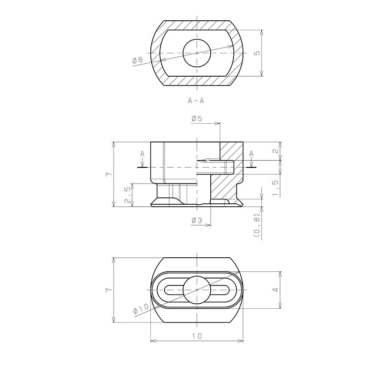 Bản vẽ kỹ thuật Đầu Nấm Hút Chân Không Hình Oval Bầu Dục, Fluoro,  O.D , Pisco VP4x10EF