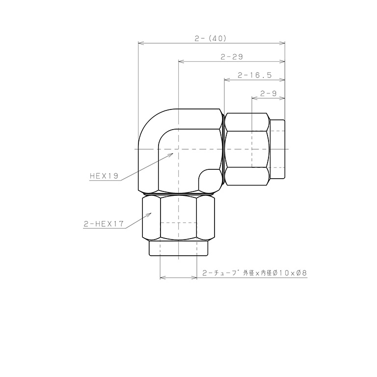 Bản vẽ kỹ thuật Đầu Ngạnh Nối Ống Có Đai Ốc Xiết Dạng Cong 90° Pisco NSV1080