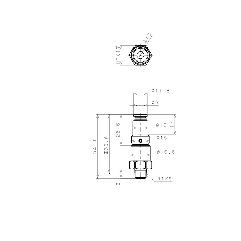Bản vẽ kỹ thuật Đầu Nối Nhanh Khí Nén Dạng Thẳng Ren Ngoài Có Khớp Xoay Tốc Độ Cao Pisco RHC6-01