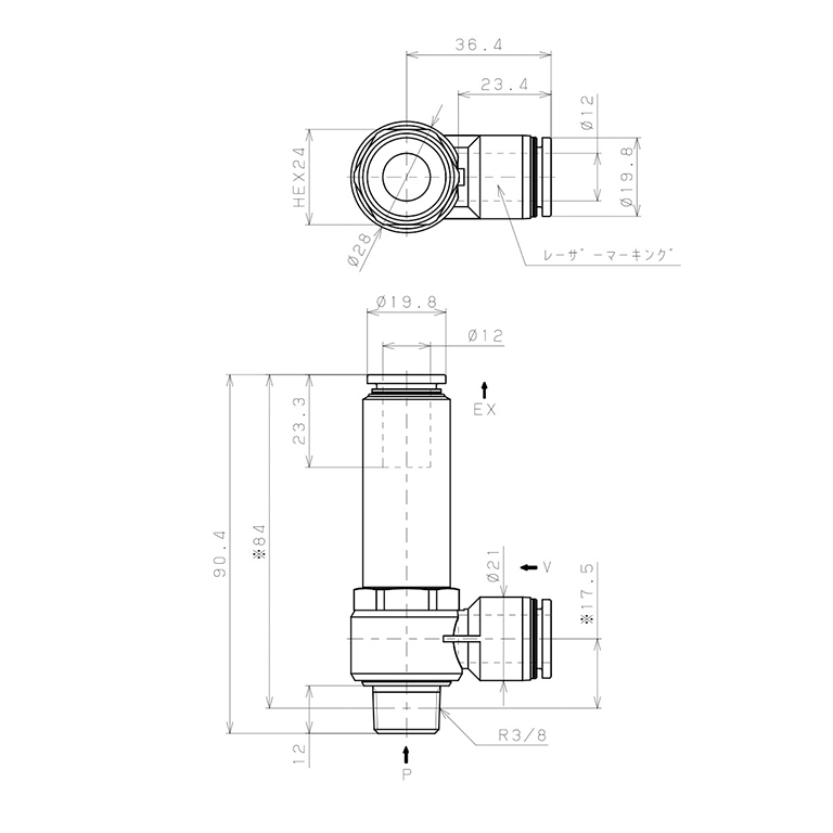 Bản vẽ kỹ thuật Bộ Tạo Chân Không Dòng VH - VS Pisco VHE20-1203J