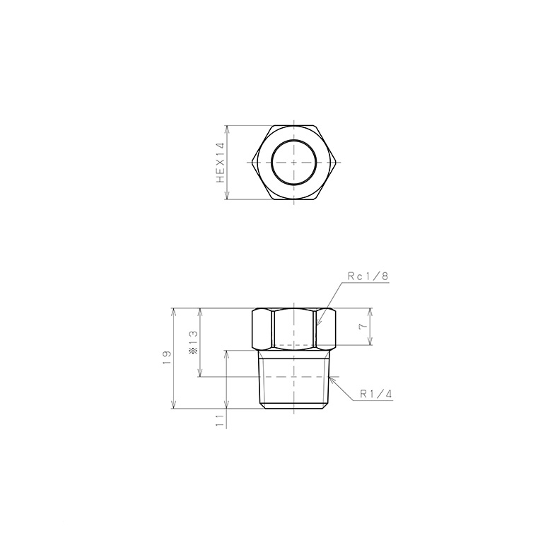 Bản vẽ kỹ thuật Đầu Nối Ren Đực Cái Pisco PF02-01