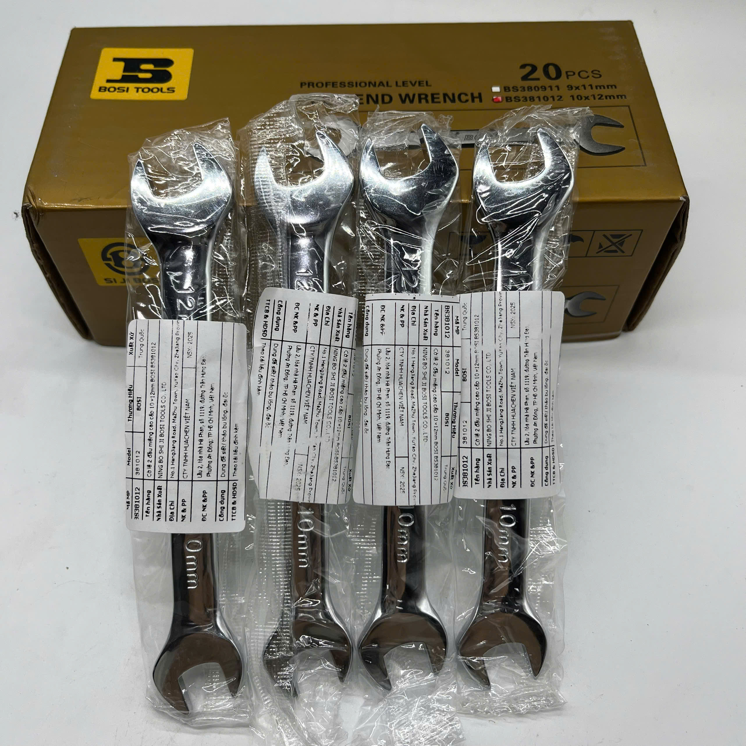 Cờ Lê 2 Đầu Miệng Cao Cấp 10x12 mm Bosi BS381012