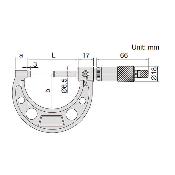 Bản vẽ kỹ thuật Panme Đo Ngoài Cơ Khí 0-25mm INSIZE 3203-25A
