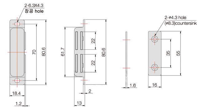 Bản vẽ kỹ thuật Hít Cửa Nam Châm BY3-1-6