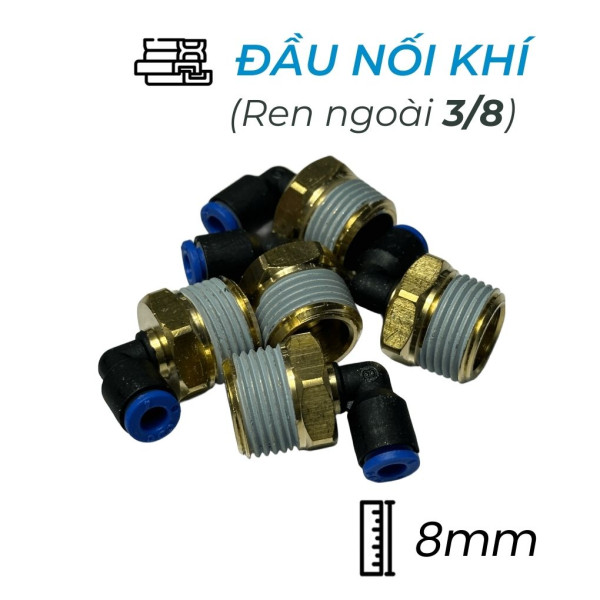 Đầu Nối Nhanh Khí Nén Cong Ø8mm - Ren Ngoài 3/8" CDC MPL 0803 (Màu Đen)