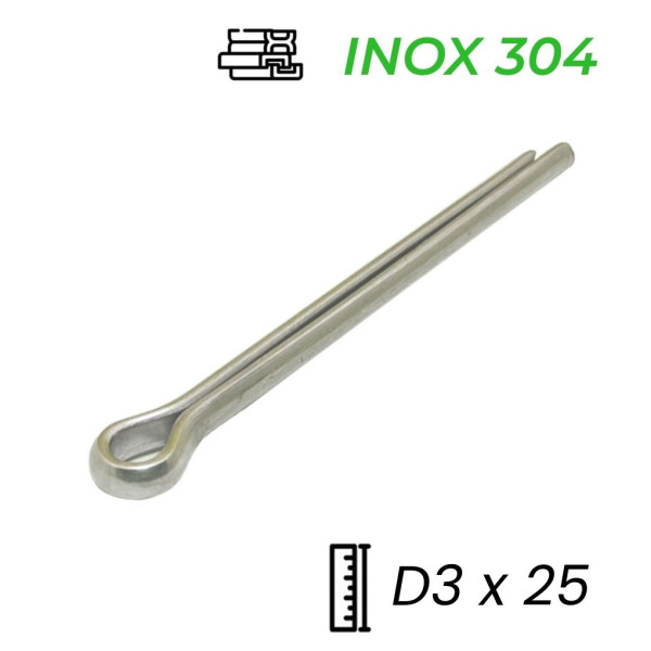 Chốt Chẻ Inox 304 (Chốt Bi) GB91 D3x25mm