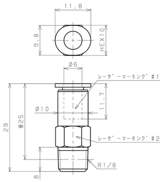 Bản vẽ kỹ thuật Van Khí Nén Một Chiều  Pisco CVC6-01A