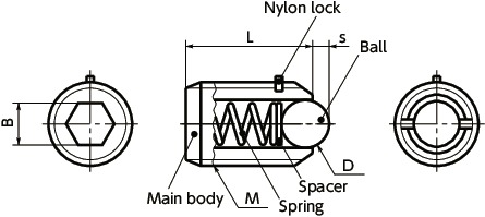 Bản vẽ kỹ thuật Vít Bi Nhún Thép SCM435 M5 Có Khoá Nylon NBK Dòng FP