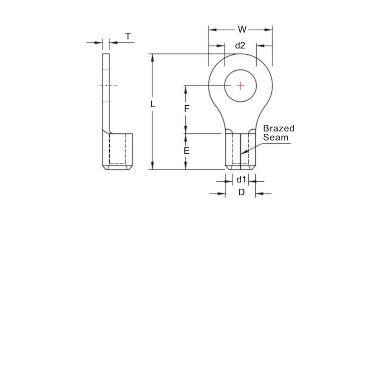 Bản vẽ kỹ thuật Cosse Tròn Trần 14mm2 KST RNBSS14-6