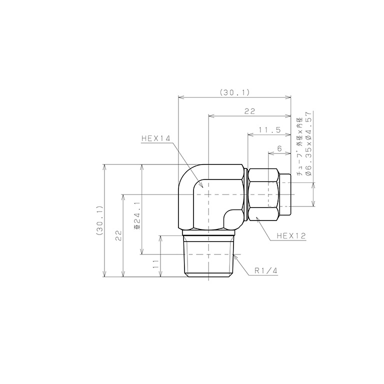 Bản vẽ kỹ thuật Đầu Ngạnh Nối Ống Có Đai Ốc Xiết Dạng Cong 90° Ren Ngoài Pisco NSL1/4-02