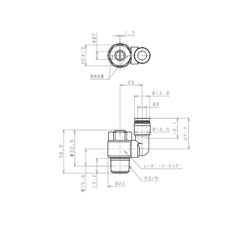 Bản vẽ kỹ thuật Van Tiết Lưu Khí Nén Đầu Vít Dẹp Pisco JSDS8-03BW