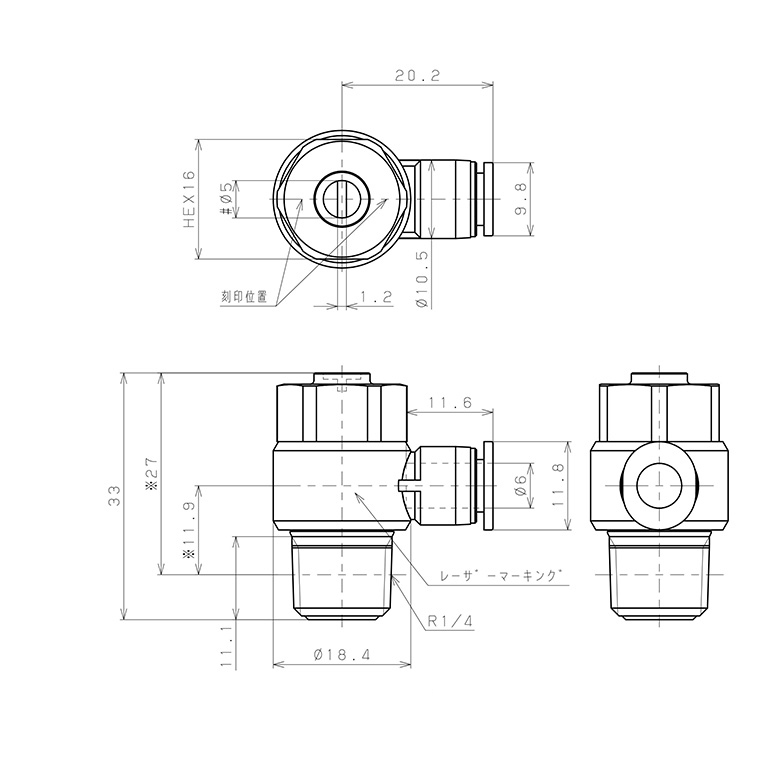 Bản vẽ kỹ thuật Van Tiết Lưu Khí Nén Đầu Vít Dẹp Pisco JSDC6-02B-C