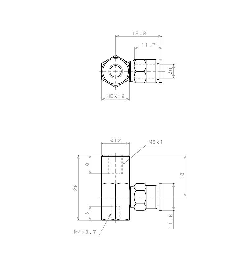 Bản vẽ kỹ thuật Bộ Nấm Hút Chân Không Và Giá Đỡ, Cao Su Nitrile (NBR), O.D 15 mm, Pisco VPB15RN-6J