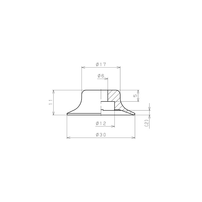 Bản vẽ kỹ thuật Đầu Nấm Hút Chân Không, Cao Su Urethane, O.D 30 mm, Pisco VP30RU