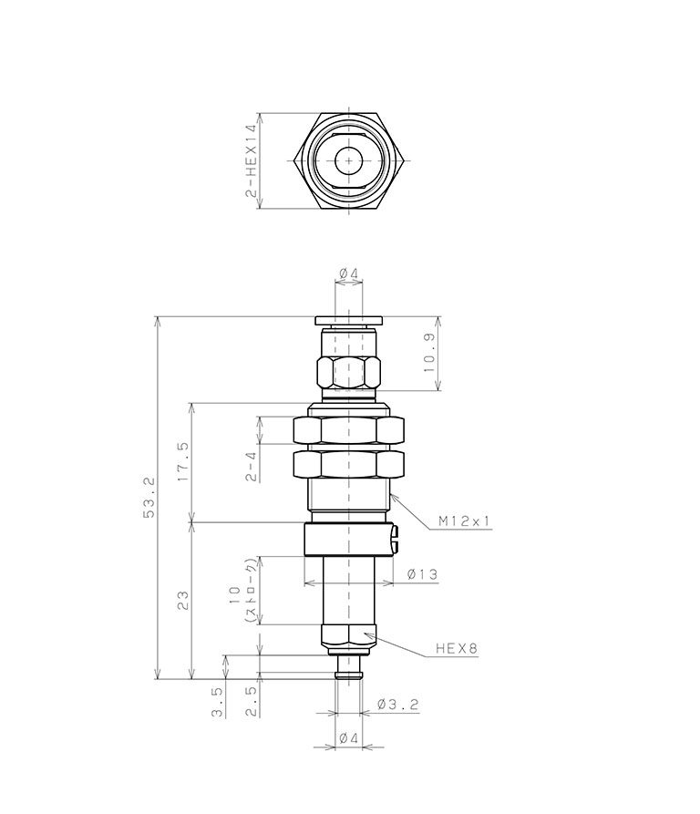 Bản vẽ kỹ thuật Bộ Nấm Hút Chân Không Và Giá Đỡ, Cao Su Nitrile (NBR), O.D 8 mm, Pisco VPC8-10RN-4J
