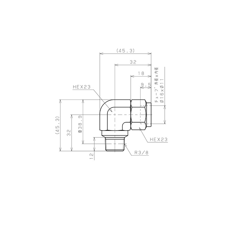 Bản vẽ kỹ thuật Đầu Ngạnh Nối Ống Có Đai Ốc Xiết Dạng Cong 90° Ren Ngoài Pisco NSL1611-03