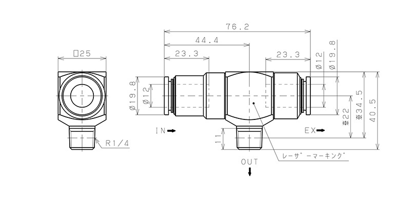 Bản vẽ kỹ thuật Van Xả Nhanh Khí Nén Pisco EQ03-C12P02C12