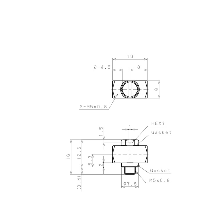 Bản vẽ kỹ thuật Đầu Nối Ren Trong Ngoài Dạng Chữ T Pisco LB-FM5-M5-C