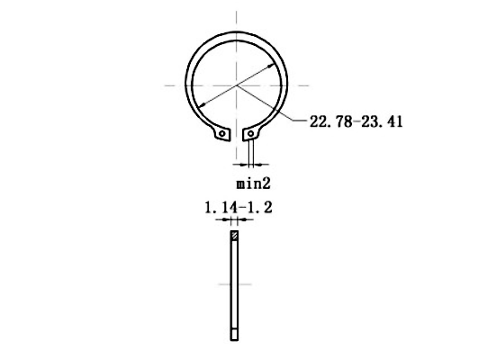 Bản vẽ kỹ thuật Phe Gài Trục Thép 65Mn DIN471 D25x1.2