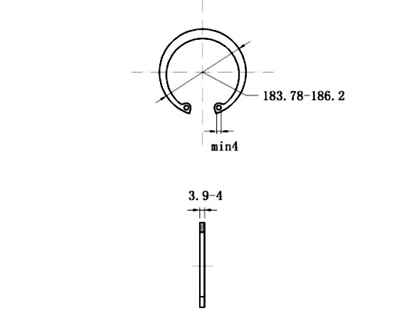 Bản vẽ kỹ thuật Phe Gài Lỗ Inox 420 DIN472 D175x4.0
