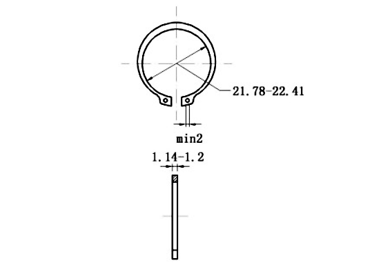 Bản vẽ kỹ thuật Phe Gài Trục Inox 420 DIN471 D24x1.2