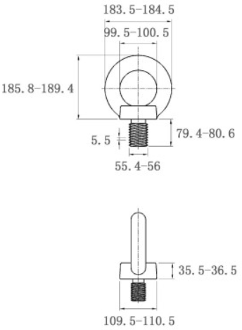 Bản vẽ kỹ thuật Bulong Vòng Thép Mạ Kẽm DIN580 M56x80