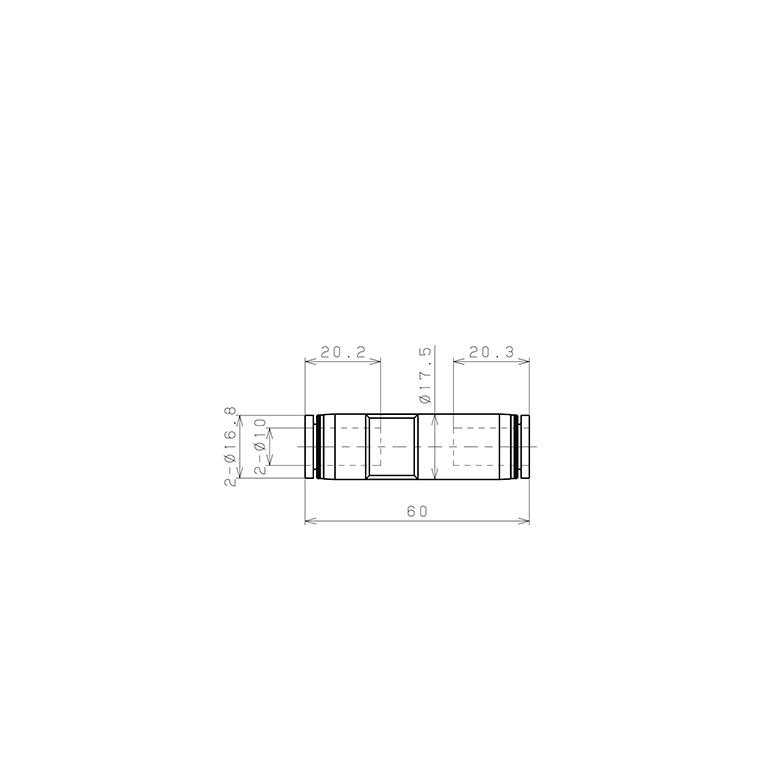 Bản vẽ kỹ thuật Đầu Nối Nhanh Khí Nén Dạng Thẳng Có Van Tự Ngắt Pisco PSU10