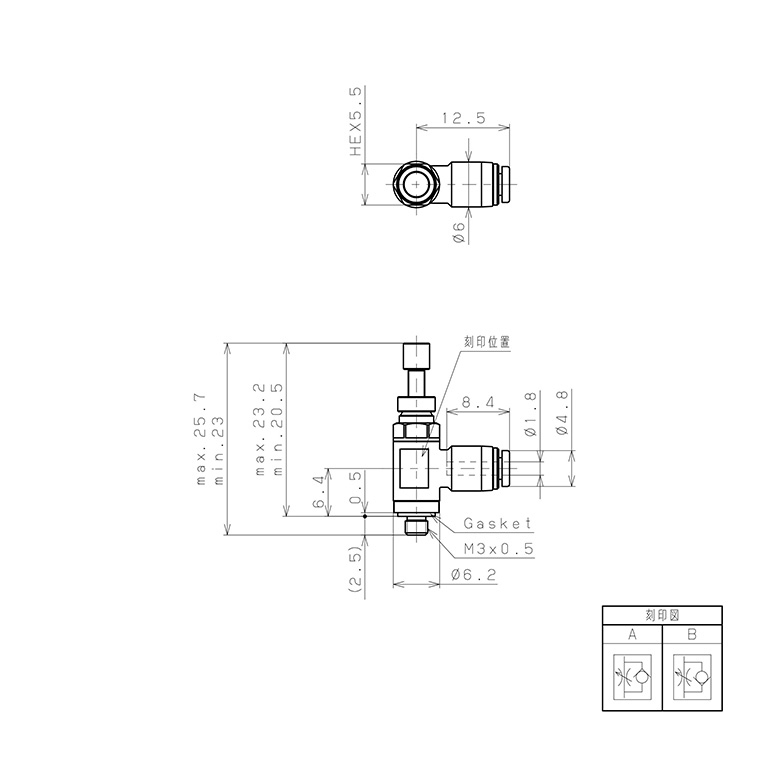Bản vẽ kỹ thuật Van Tiết Lưu Khí Nén Lưu Lượng Thấp Pisco JSC180-M3AL-C