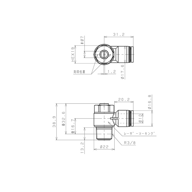 Bản vẽ kỹ thuật Van Tiết Lưu Khí Nén Đầu Vít Dẹp Pisco JSDC10-03BW