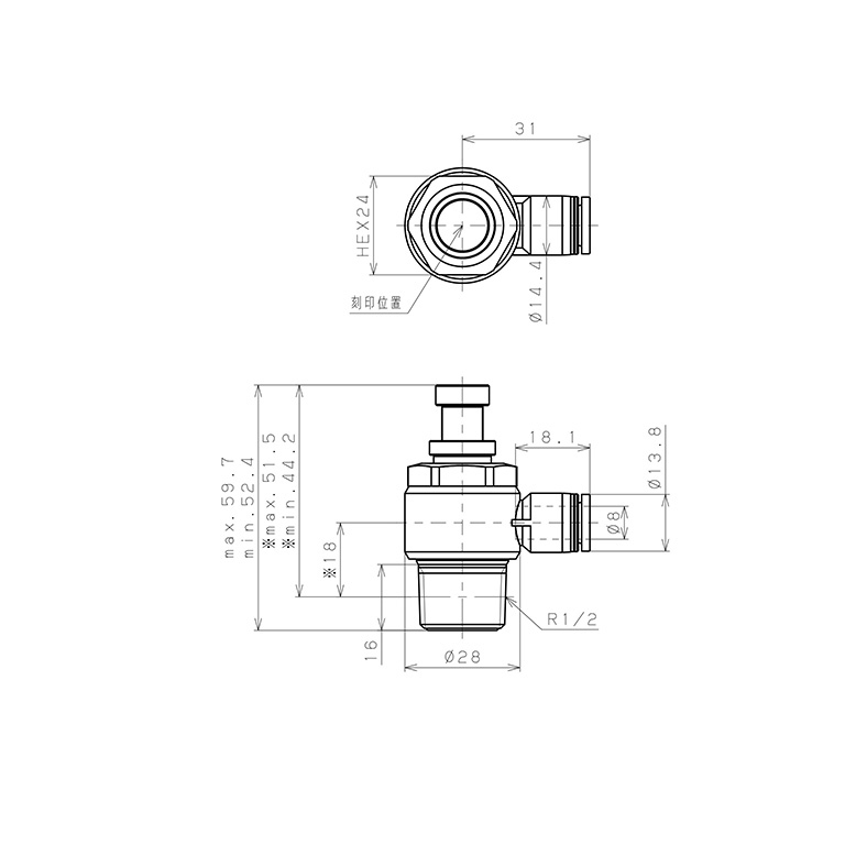 Bản vẽ kỹ thuật Van Tiết Lưu Khí Nén Pisco JSC8-04AW