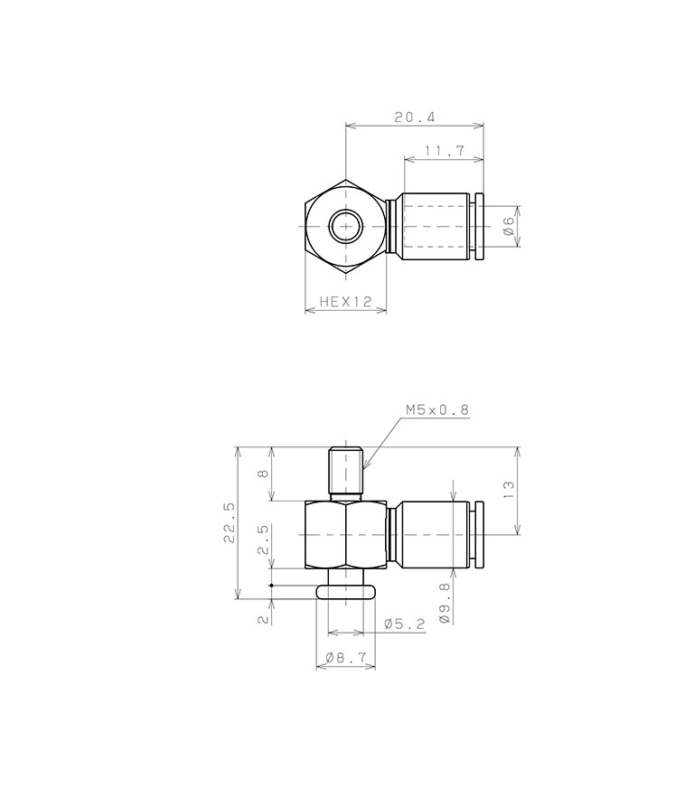 Bản vẽ kỹ thuật Bộ Nấm Hút Chân Không Và Giá Đỡ, Cao Su Nitrile - NBR, O.D 10 mm, Pisco VPHE10LBN-6J