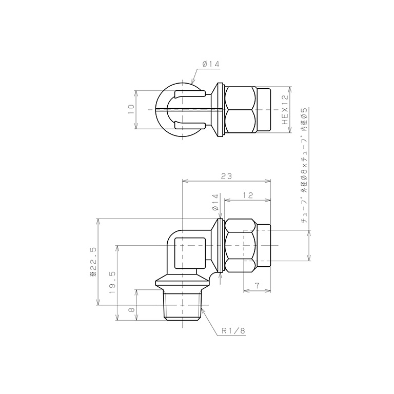 Bản vẽ kỹ thuật Đầu Ngạnh Nối Ống Có Đai Ốc Xiết Dạng Cong 90° Ren Ngoài Pisco NKL0850-01