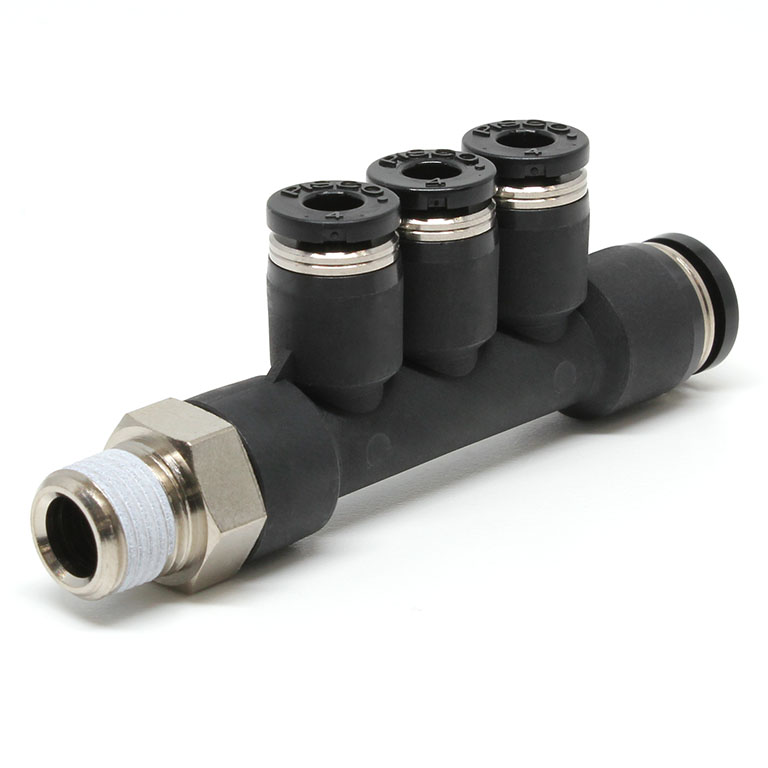 Đầu Nối Nhanh Khí Nén Dạng Chữ T Bốn Nhánh Ren Ngoài Pisco PKD3/16-5/32-N1U