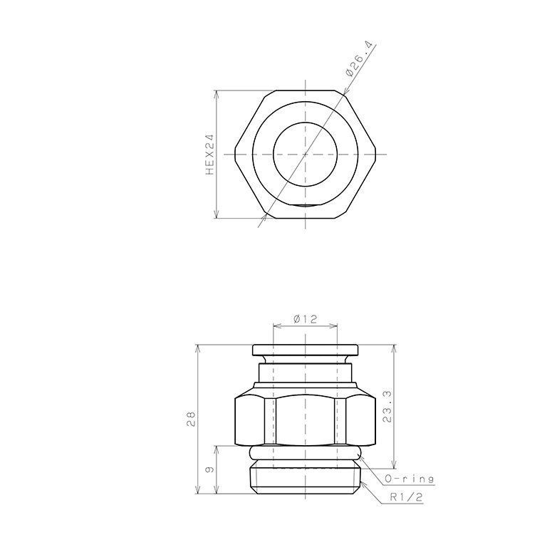 Bản vẽ kỹ thuật Van Bi Khí Nén Inox 316, Loại 10 Pisco SSPC12-04M