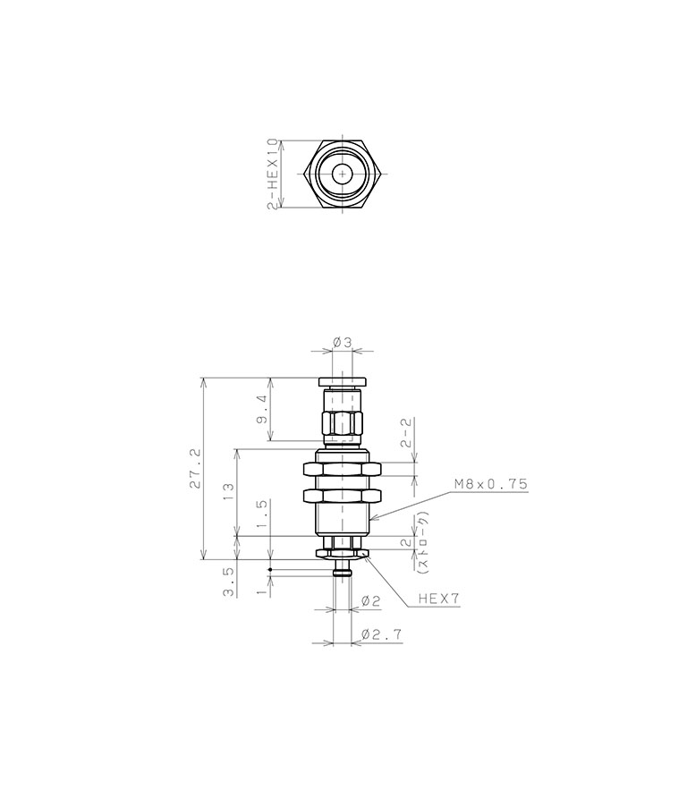 Bản vẽ kỹ thuật Bộ Nấm Hút Chân Không Và Giá Đỡ, Silicone, O.D 4 mm, Pisco VPMC4-2RMS-3J