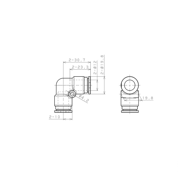 Bản vẽ kỹ thuật Đầu Nối Nhanh Khí Nén Cong 90° Pisco SSPV12-X