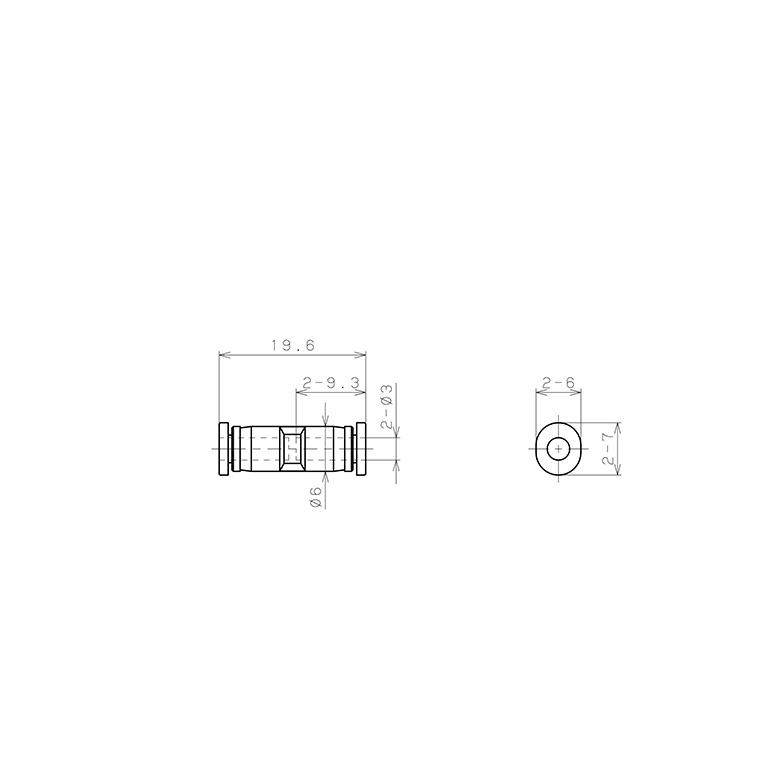 Bản vẽ kỹ thuật Đầu Nối Nhanh Khí Nén Dạng Thẳng Pisco PU3M-C