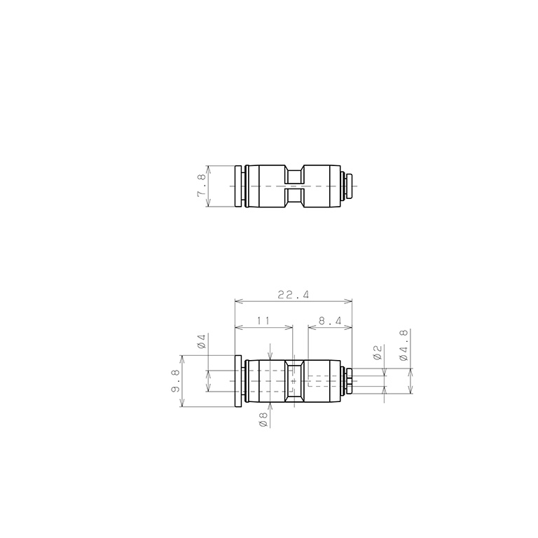 Bản vẽ kỹ thuật Đầu Nối Nhanh Khí Nén Dạng Nối Giẩm Pisco PG4-2M-C